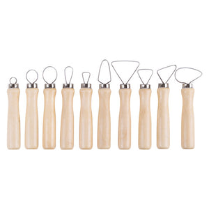 Zart Basics Pottery Ribbon Loop Tools set of 10 assorted steel loop shapes with varnished wooden handles