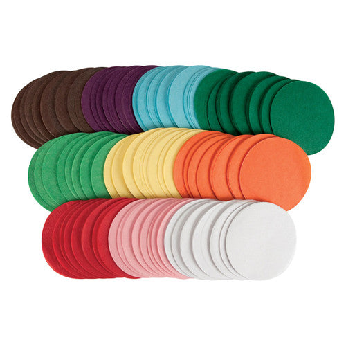 Close-up of colourful 10 cm tissue paper circles from the Zart Basics 4600-piece pack