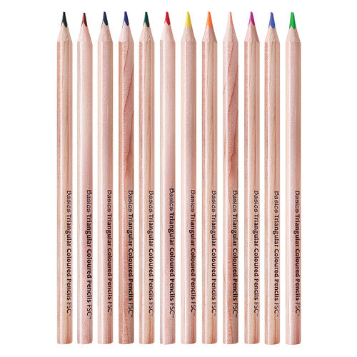 288 Zart Basics Triangular Colour Pencils fanned out displaying the full range of 12 assorted shades