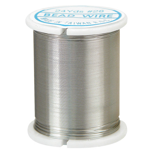 Zart 28-gauge silver beading wire on a spool, 22 metres, suitable for jewellery making and craft wire wrapping