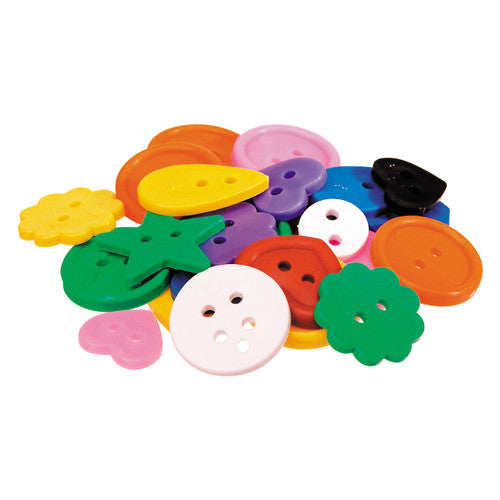 Zart Bright Buttons Assorted 450g pack showing colourful plastic buttons in various shapes and sizes