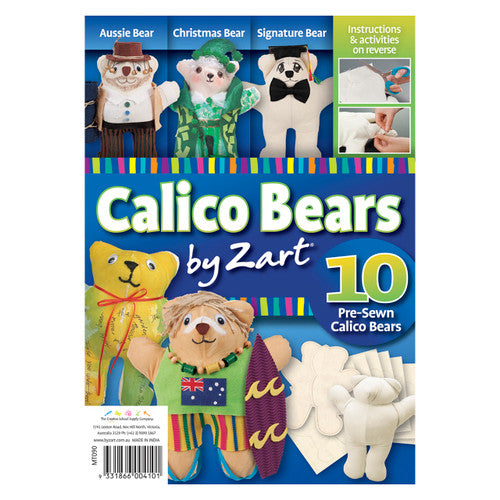 Zart calico teddy bear 30cm tall, pre-sewn and ready to fill