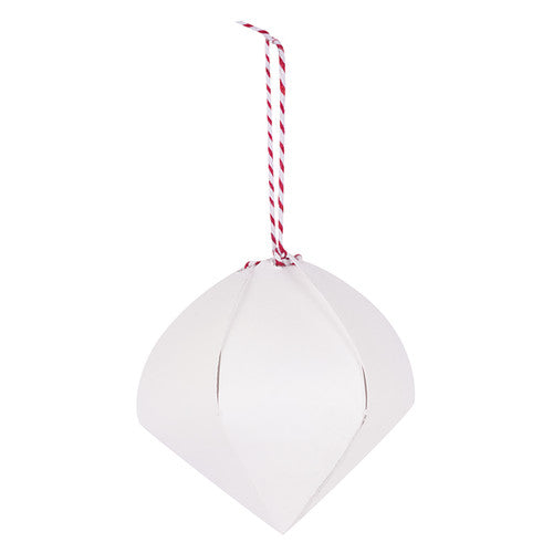 Zart cardboard 3D baubles flat before folding, showing 20.3 x 23.8cm decorating surface