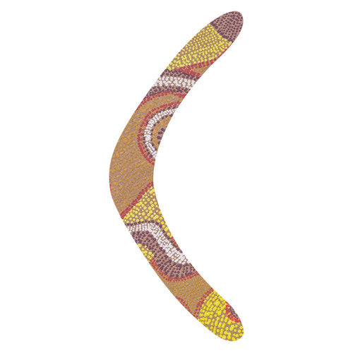 Zart Cardboard Boomerangs Pack of 60. Cardboard boomerangs decorated with paint and traditional Australian patterns