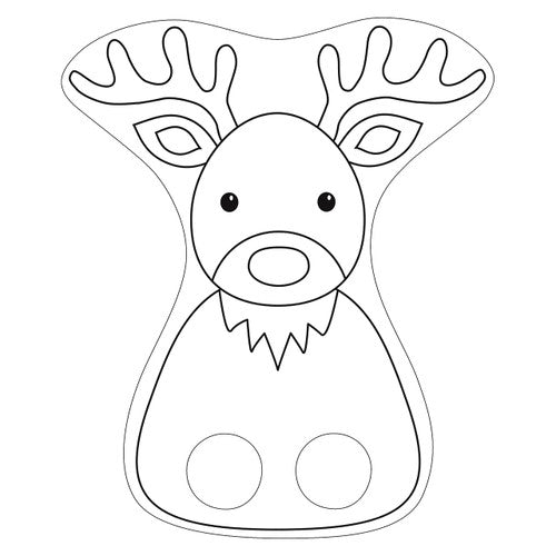 Close-up of Zart Reindeer cardboard finger puppet with finger hole detail