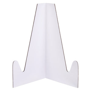 Zart cardboard display stand folded and upright holding an A5 artwork