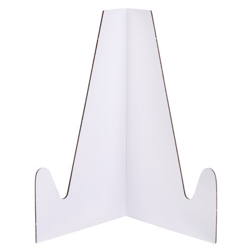 Zart cardboard display stand folded and upright holding an A5 artwork