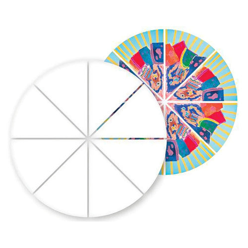 Zart Cardboard Mural Circle laid flat showing all 8 pre-cut segments arranged in a full circle