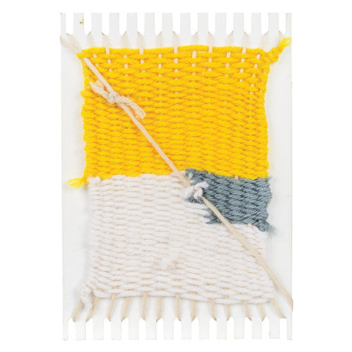 Zart Aussie Animal weaving looms displayed alongside yarn and ribbon craft materials