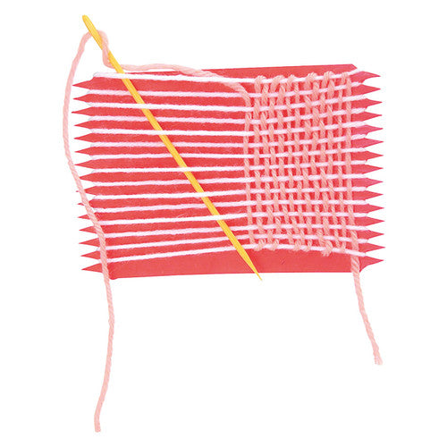 Zart Cardboard Weaving Looms Pack of 10. Close-up of a Zart cardboard weaving loom showing notched edges ready for yarn or wool.