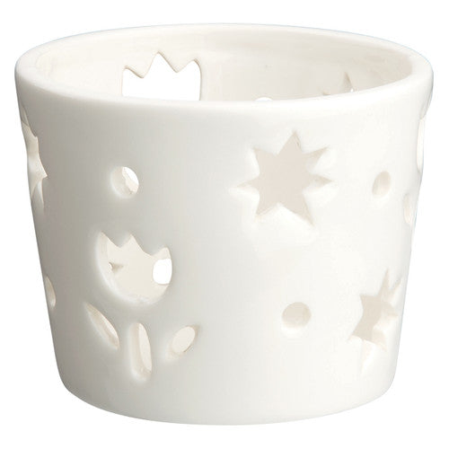 Close-up of cut-out design detail on Zart ceramic tea light holder