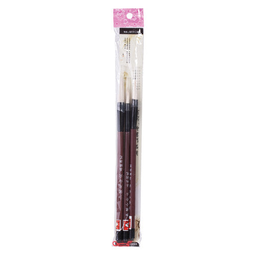 Zart assorted Chinese pen brushes with round synthetic bristles, pack of 3