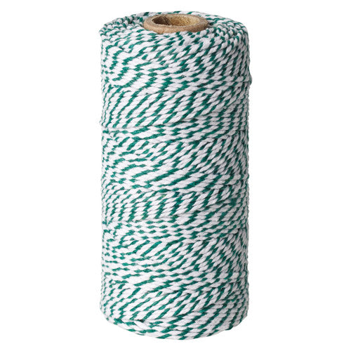 Zart Christmas Bakers Twine Set of 3. Close-up of red, green, and black bakers twine from the Zart Christmas set
