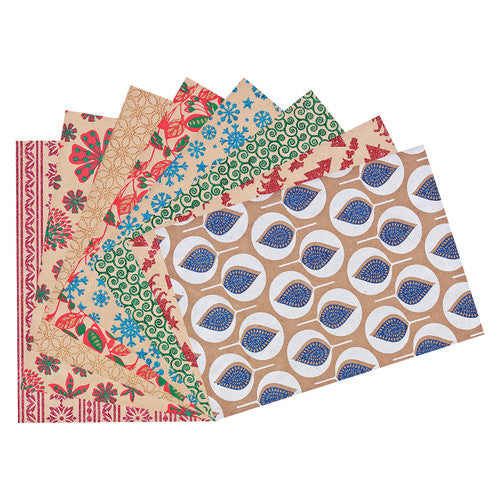 Zart Christmas Glitter Paper pack showing assorted A4 kraft sheets with glitter designs