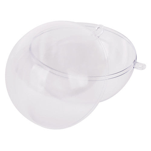 Zart Clear Plastic Baubles 70mm Pack of 10. Close-up of a single 70mm clear plastic bauble showing transparent finish.