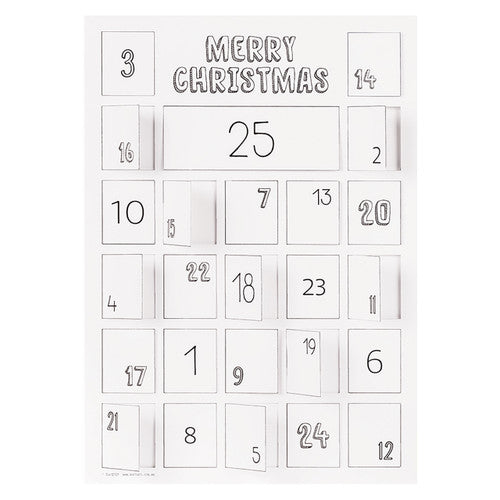 Zart ColourMe Advent Calendars A3 Pack of 10. Pack of 10 Zart ColourMe A3 Advent Calendars on 300gsm white card with two-piece design.
