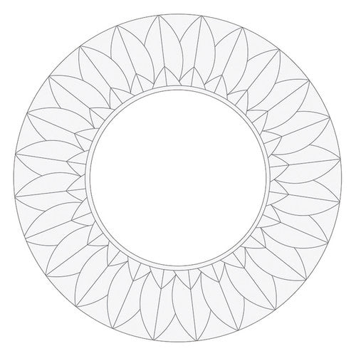 Completed ColourMe wreath coloured with markers displayed on a wall