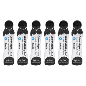 Zart Colour APPs Black sponge tip paint markers, pack of 6 x 75ml
