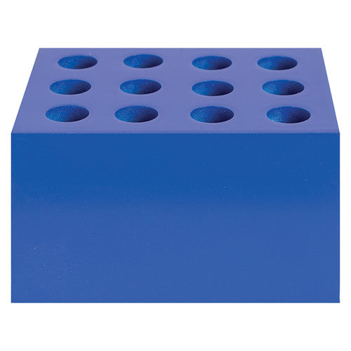 Top-down view of blue Zart Coloursorts Scissor Brush Block showing 17mm round storage holes for art tools
