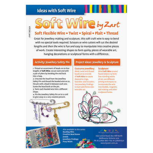 Zart Creative Soft Wire Assorted 60m. Close-up of assorted wire gauges 18, 22, and 24 from Zart
