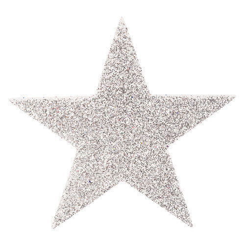 Assorted glitter flower shapes made from EVA foam, shown fanned out on a white background