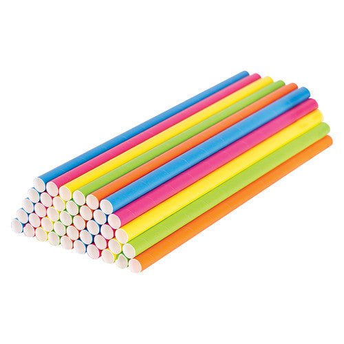 Zart Eco Paper Straws 8mm x 19.7cm in five assorted colours, pack of 500