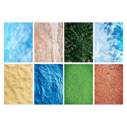 Close-up of Zart environment pattern paper showing forest and ocean designs at 80gsm