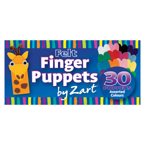 Zart Felt Finger Puppets pack of 30 pre-cut shapes in assorted colours