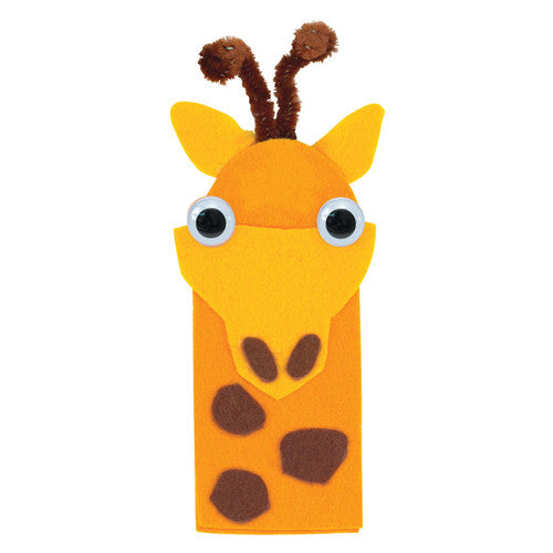 Assembled felt finger puppets showing a variety of character designs