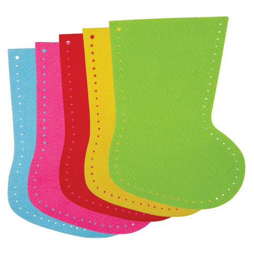 Zart felt stockings in assorted colours, pack of 20, each measuring 14cm x 20cm