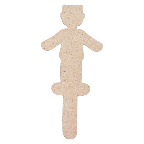 Front view of unpainted Zart fibreboard figure standing upright