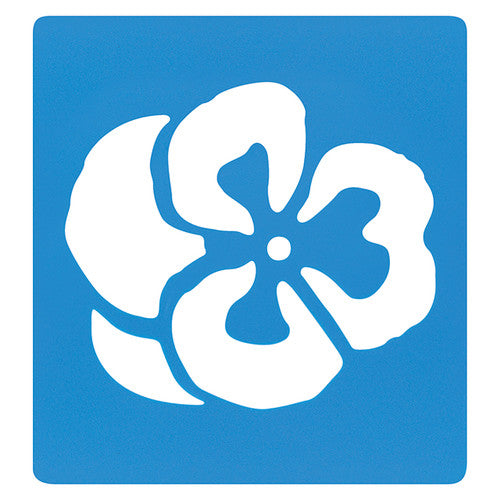 Zart flower stencil used with a foam roller and acrylic paint on white paper