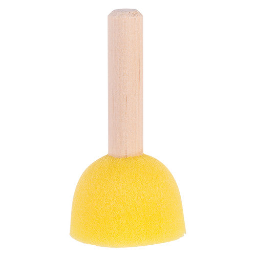 Close-up of a Zart foam stamper showing the mushroom-shaped foam head and round wooden handle