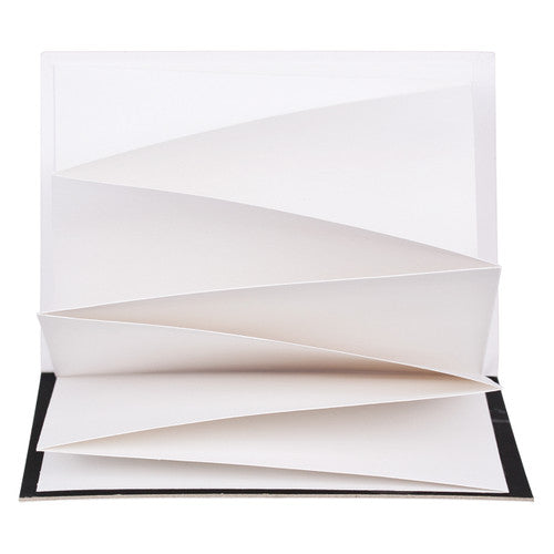 Zart Fold-Out Journals pack of 10 shown closed at 13 x 19cm with black card covers