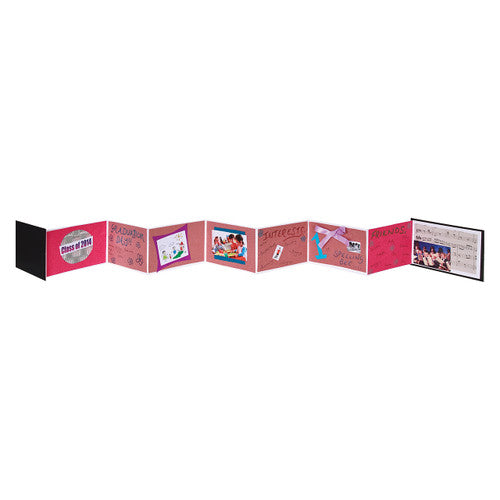 Zart fold-out journal displayed fully extended as a concertina panel display