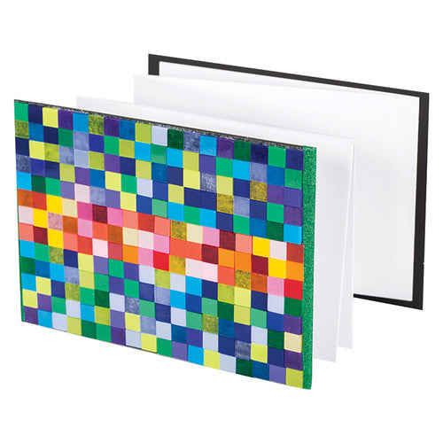 Zart fold-out journal open and used as a classroom art display project