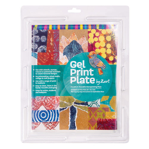 Zart Gel Print Plate 20 x 25 x 1cm. Zart Gel Print Plate measuring 20 x 25 x 1cm on a flat surface