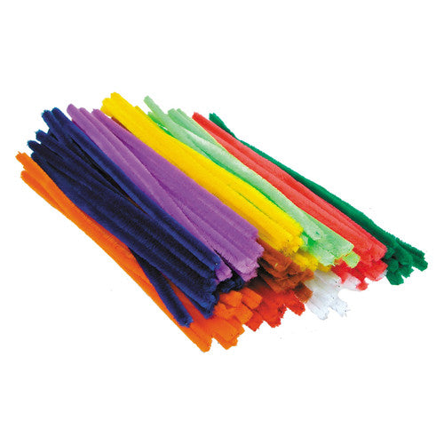 Zart Giant Chenille Stems Pack of 100. Zart Giant Chenille Stems in 10 assorted colours, 30cm long and 12mm wide, pack of 100.