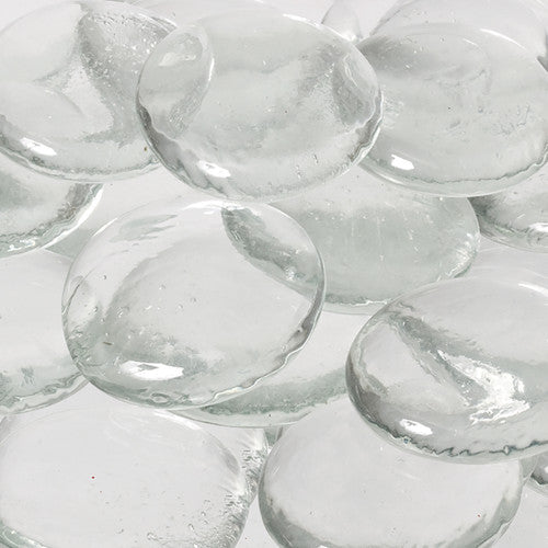 Pack of 25 clear Zart glass stones shown together on a white background
