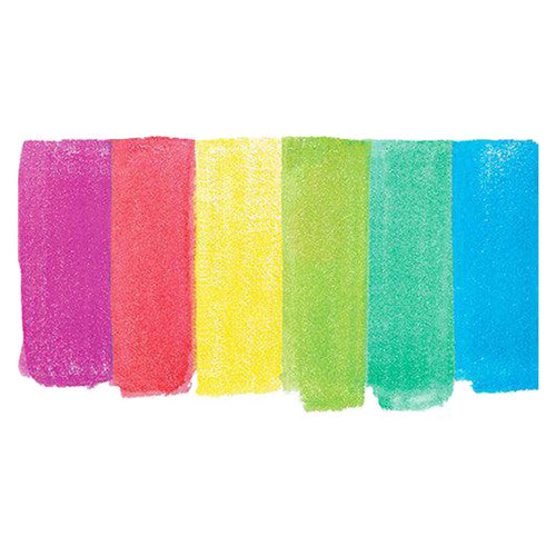 Glitter watercolour swatches on white cartridge paper showing iridescent finish