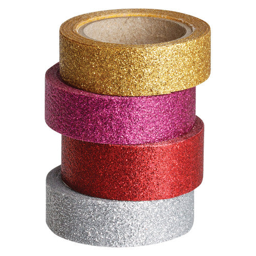 Zart glitter tape rolls including magenta, blue, green and purple