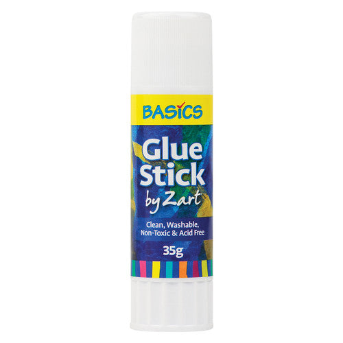 Zart 35g glue stick with twist-up barrel, white adhesive, suitable for paper, card and craft projects
