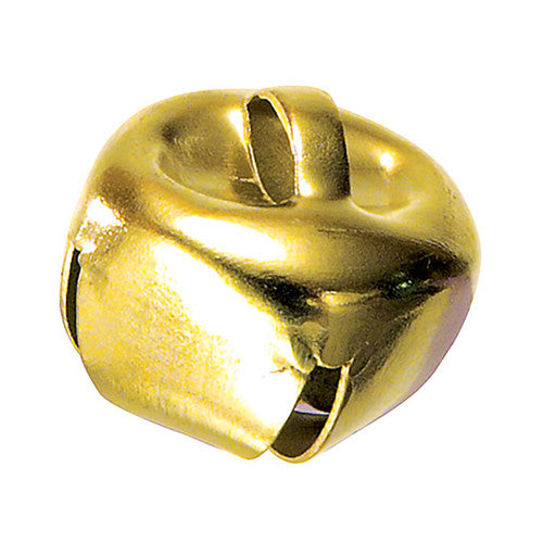 Zart gold folley bells 12mm shown loose, displaying the enclosed gold finish and small loop attachment point