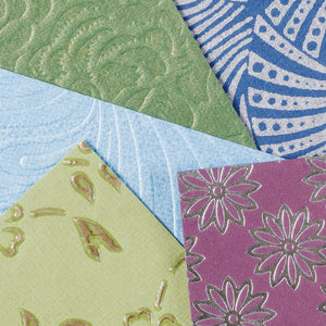 Zart assorted handmade decorative paper sheets in a variety of patterns and colours