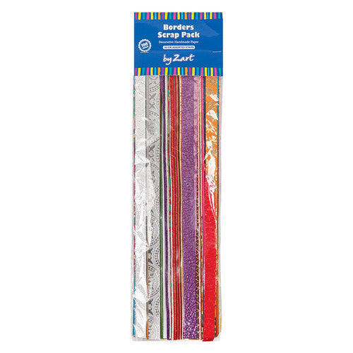 Zart Handmade Paper Strips 100g pack showing assorted coloured strips