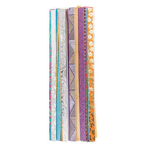 Zart Handmade Paper Strips 100g. Close-up of Zart handmade paper strip textures with natural embellishments