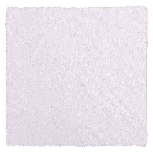 Zart handmade watercolour paper 30x30cm showing rough tooth texture and soft deckle edges, off-white, 300gsm