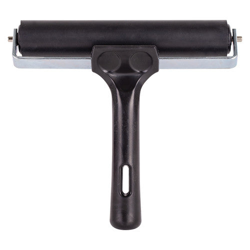 Zart Hard Rubber Lino Roller 150mm. Zart 150mm hard rubber lino roller with plastic handle for block printing and printmaking.