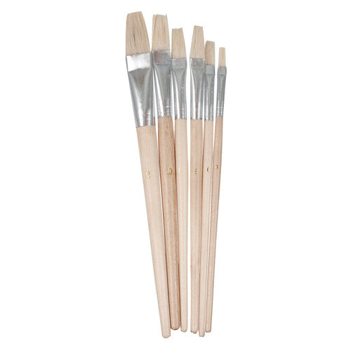 Zart hog hair flat brushes in assorted sizes 4 to 12, class pack of 60 short-handled brushes