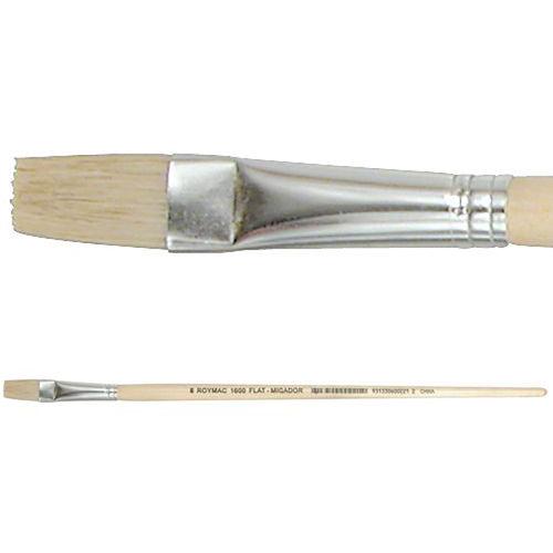 Zart flat size 8 hog hair paint brushes, long handle, pack of 12